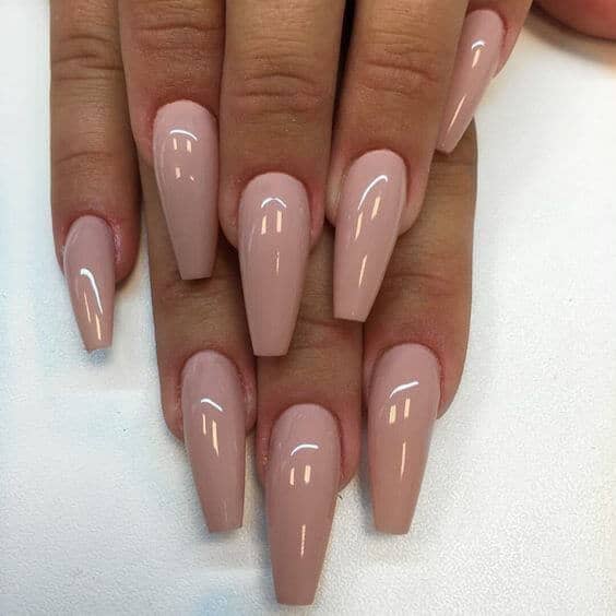 Subtle Pretty Pink Long Coffin Nails