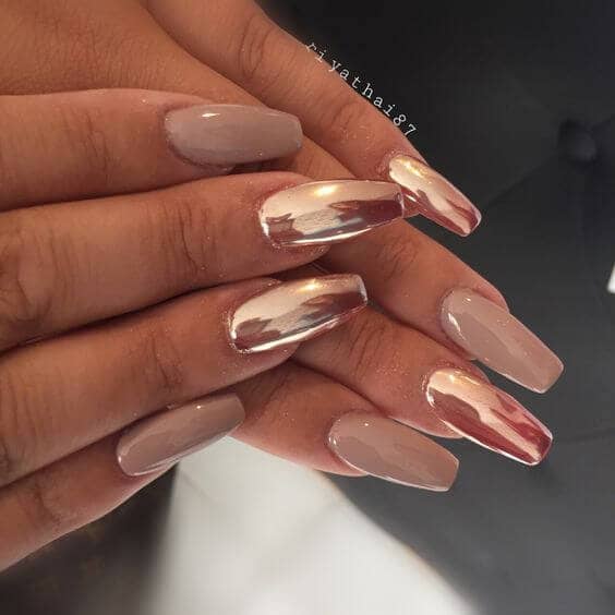 Bronze and Light Brown Nails