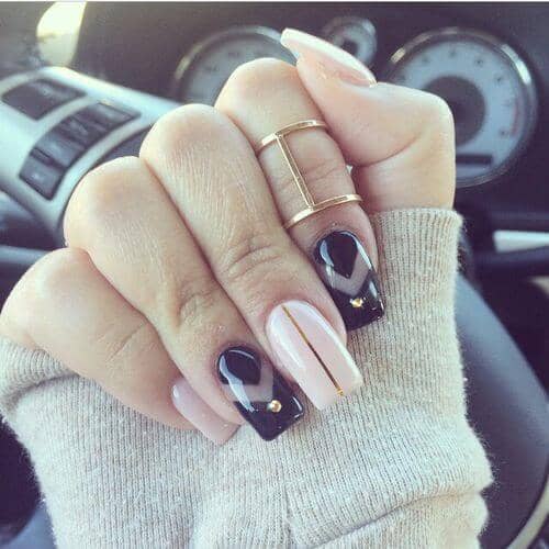 Versatility with Exposed, Black and Gold nail Designs vvpretty