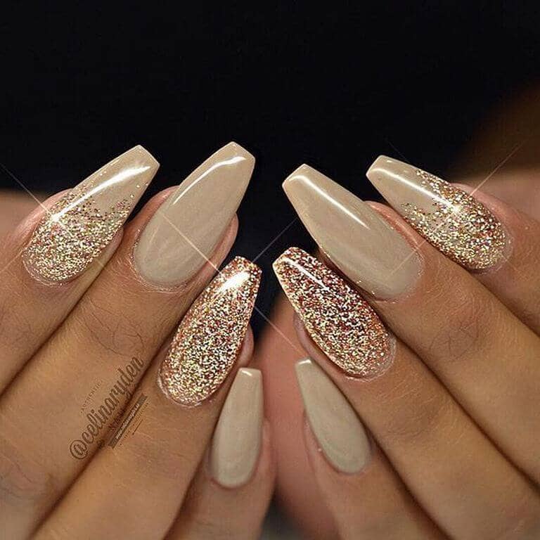 Toffee and Glitter Long Nails-vvpretty