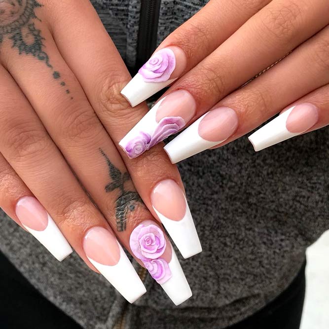 nail-shape-designs-flower-french