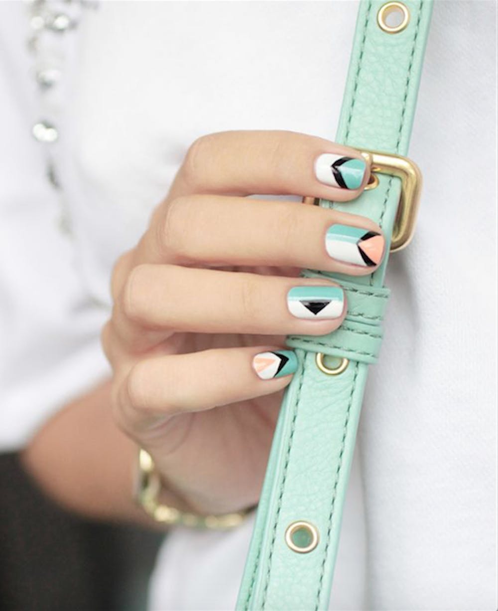 Squoval Nails Along With Geometric Style-vvpretty