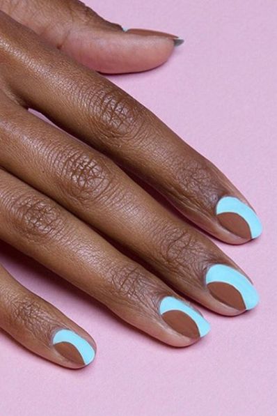 rown and Blue-Almond Shaped Nails-vvpretty